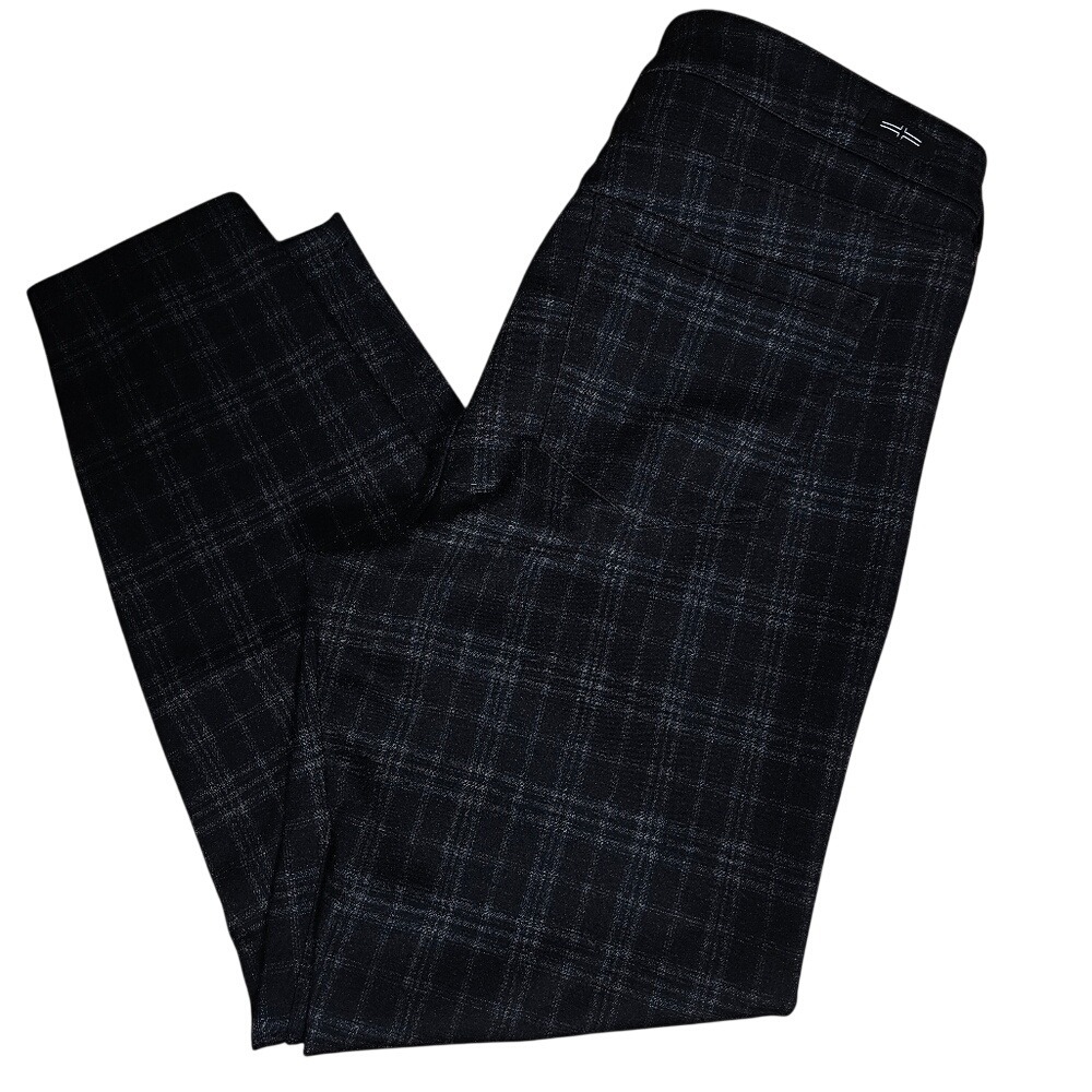 Liverpool, Plaid, Stretchy, Viscose, Skinny, Ankle Size 12/31 Grey Black Pull on